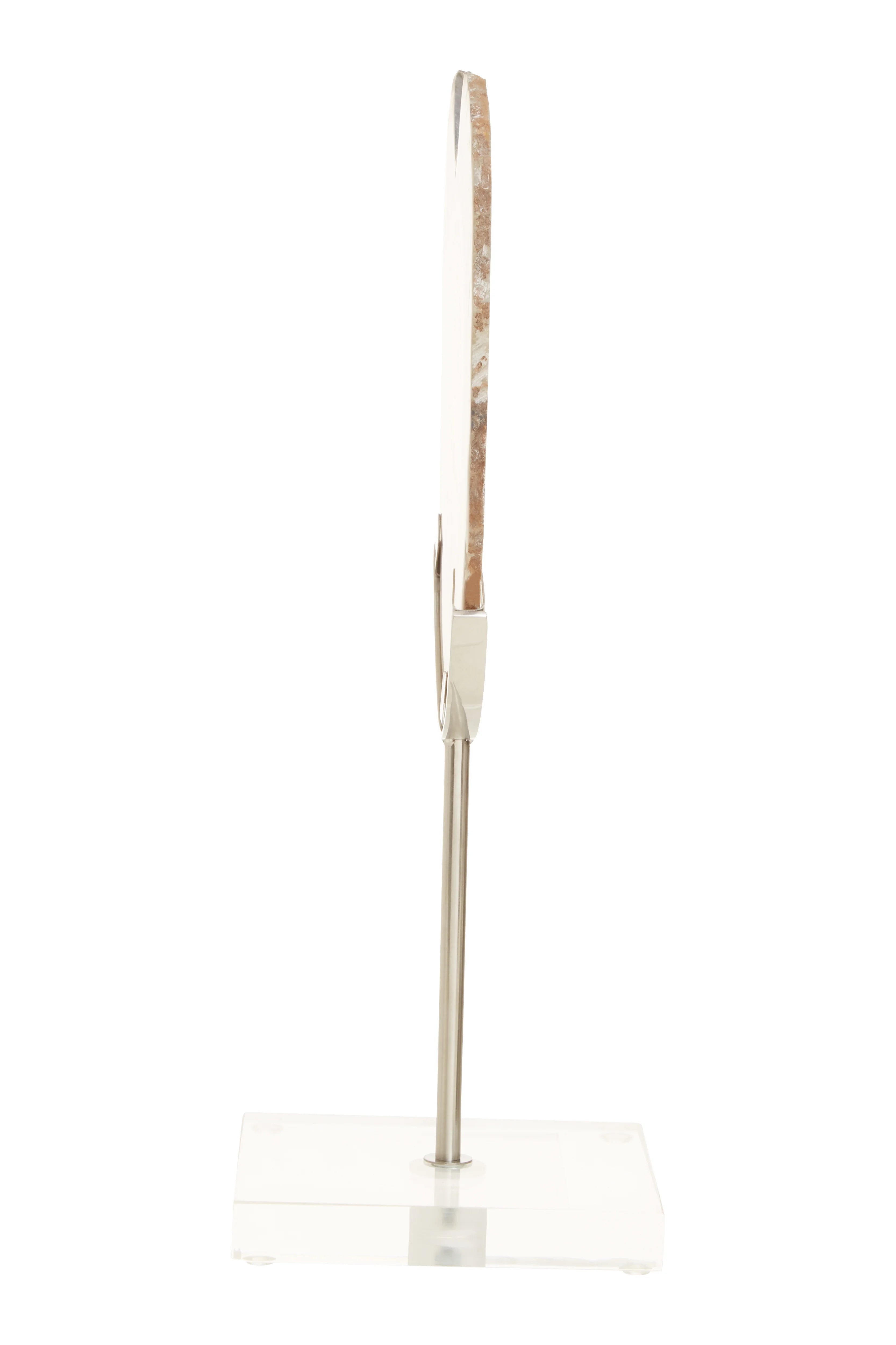 Monzoro Agate Stone & Silver Disk Sculpture